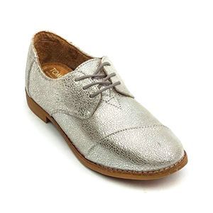 Toms Women's Brogue Silver Crackled Casual Shoe